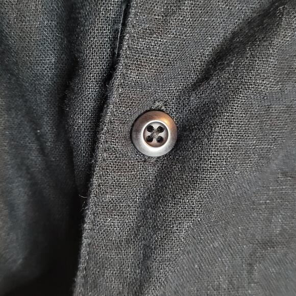 Island Passport Black Mens 3XLT Button Hawaiian Shirt Short Sleeved Linen Blend - Picture 5 of 14